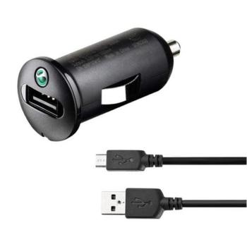 SONY ERICSSON AN401 autós töltő USB aljzat (5V / 1200mA + EC450 microUSB kábel) FEKETE Evolveo Strongphone Q5, Blackberry DTEK50 , Vodafone Smart turbo 7 (VFD500), HTC Desire 825, HTC One S9, Alca kép