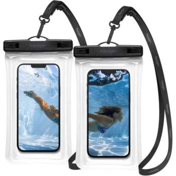 SPIGEN A610 vízhatlan / vízálló tok, AQUA 2db (IPX8, nyakba akasztható, légbuborékos vizen lebegő, 6.9&quot; méret) ÁTLÁTSZÓ Motorola Moto G6 (XT1925), Motorola Moto G6 Play (XT1922), LG G kép