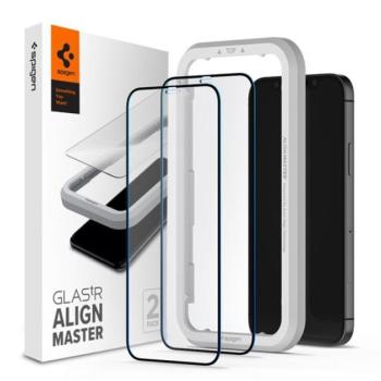 Spigen AlignMaster Glas.tR Apple iPhone 12/12 Pro Tempered kijelzővédő fólia (2db) kép