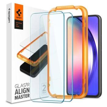 SPIGEN ALM FC képernyővédő üveg 2db (2.5D, ujjlenyomatmentes, extra karcálló, 9H, ultravékony, színkiemelés) ÁTLÁTSZÓ Samsung Galaxy A54 5G (SM-A546) kép