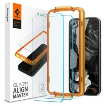 Spigen ALM GLAS.TR edzett üveg felhelyezést segítő kerettel Google Pixel 8A - 2 db kép