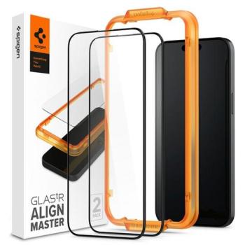 Spigen Alm Glass FC iPhone 15 6.1&quot; 2 db edzett üveg fekete keretes AGL06906 kép