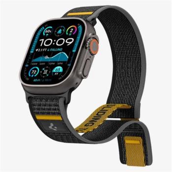 SPIGEN ATHLEX pótszíj (egyedi méret, nagy, nylon, tépőzáras, légáteresztő, SPORT) FEKETE Apple Watch Series 5 44mm, Watch Series 4 44mm, Watch Series 3 42mm kép