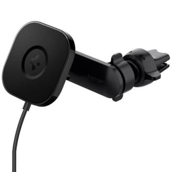 SPIGEN autós tartó (szellőzőre, állítható, mágneses, 7.5W, vezeték nélküli töltés, Magsafe rögzítés) FEKETE kép
