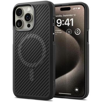 SPIGEN CORE ARMOR MAG szilikon telefonvédő (közepesen ütésálló, kamera védelem, csíkos minta, Magsafe) FEKETE kép