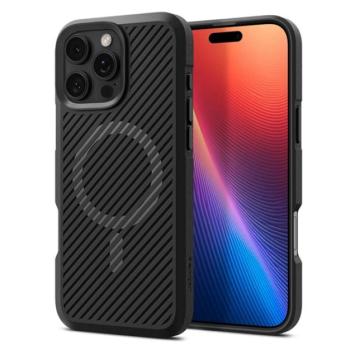 SPIGEN CORE ARMOR MAG szilikon telefonvédő (ütésállóság, kameravédő, csíkos, MagSafe) FEKETE Apple iPhone 16 Pro Max kép