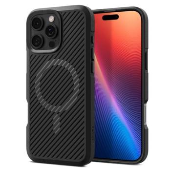 SPIGEN CORE ARMOR MAG szilikon telefonvédő (ütésállóság, kameravédő, csíkos, MagSafe) FEKETE Apple iPhone 16 Pro kép