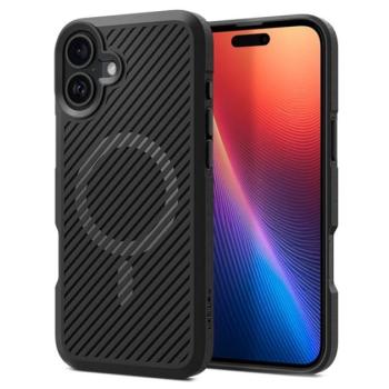 SPIGEN CORE ARMOR MAG szilikon telefonvédő (ütésállóság, kameravédő, csíkos, MagSafe) FEKETE Apple iPhone 16 kép
