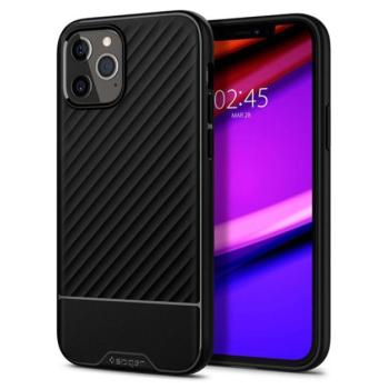 SPIGEN CORE ARMOR szilikon telefonvédő (közepesen ütésálló, kamera védelem, csíkos minta) FEKETE Apple iPhone 12 Pro Max kép