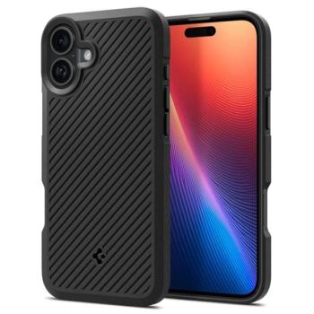 SPIGEN CORE ARMOR szilikon telefonvédő (ütésállóság, kameravédő, csíkos) FEKETE Apple iPhone 16 Plus kép