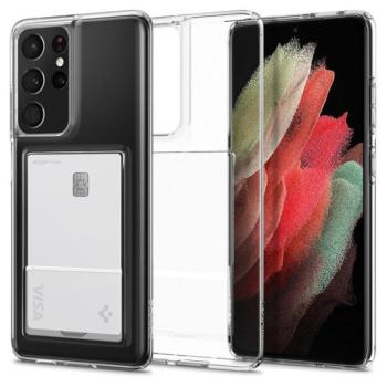 Spigen Crystal Slot Samsung Galaxay S21 Ultra tok kártyatartóval, Crystal Clear, átlátszó kép
