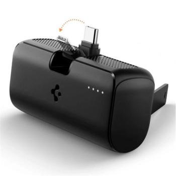 SPIGEN EA2205 vésztöltő Type-C aljzat (5000mAh, 22.5W, PD gyorstöltő, LED jelzés, Type-C csatlakozó, kitámasztó) FEKETE kép