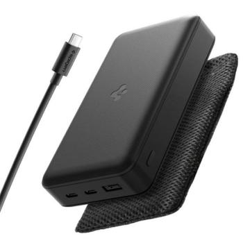 SPIGEN EA3020 vésztöltő USB+2 Type-C aljzat (20000mAh, 30W, PD gyorstöltő, LED jelzés + Type-C kábel) FEKETE kép