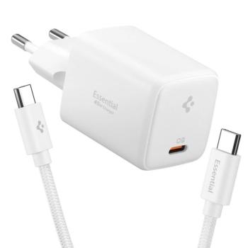 Spigen EE451EU Essential USB-C töltő adapter + USB-C töltő- és adatkábel, 45W, 1m, fehér kép