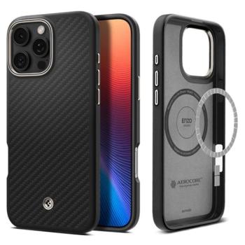 SPIGEN ENZO ARAMID telefonvédő (Magsafe, karbon minta) FEKETE Apple iPhone 16 Pro Max kép