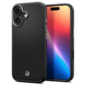 SPIGEN ENZO ARAMID telefonvédő (Magsafe, karbon minta) FEKETE/EZÜST Apple iPhone 17 kép