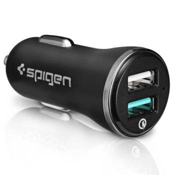 Spigen Essential F27QC Quick Charge 3.0 autós szivargyújtó töltő adapter, 2xUSB, fekete kép