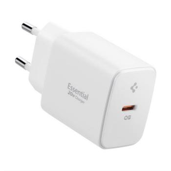 SPIGEN ESSENTIAL hálózati töltő Type-C aljzat (20W, GaN, PD gyorstöltő 3.0) FEHÉR kép