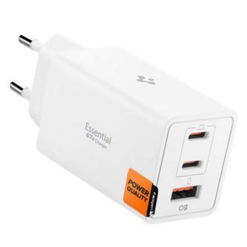 SPIGEN ESSENTIAL hálózati töltő Type-C aljzat (67W, GaN, PD gyorstöltő 3.0) FEHÉR kép
