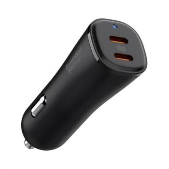 SPIGEN EV502 ARCSTATION autós töltő 2 Type-C aljzat (50W, PD gyorstöltő 3.0) FEKETE kép