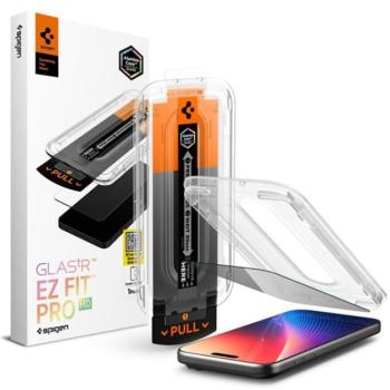 SPIGEN EZ FIT HD képernyővédő üveg (2.5D, betekintés védelem, 0.2mm, 9H + segédkeret) ÁTLÁTSZÓ Apple iPhone 17 Pro Max kép