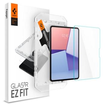 SPIGEN EZ FIT HD képernyővédő üveg (2.5D, tokbarát, ultravékony, 0.2mm, 9H + segédkeret) ÁTLÁTSZÓ Apple IPAD Pro 11 (2024) kép