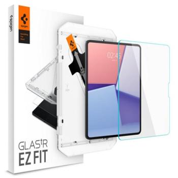SPIGEN EZ FIT HD képernyővédő üveg (2.5D, tokbarát, ultravékony, 0.2mm, 9H + segédkeret) ÁTLÁTSZÓ Apple IPAD Pro 13 (2024) kép