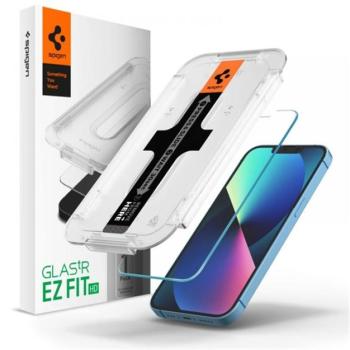 SPIGEN EZ FIT HD képernyővédő üveg (2.5D, tokbarát, ultravékony, 0.2mm, 9H + segédkeret) ÁTLÁTSZÓ Apple iPhone 13 kép