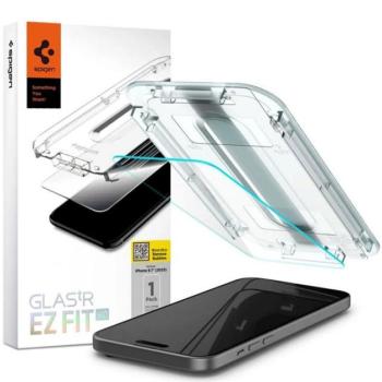 SPIGEN EZ FIT HD képernyővédő üveg (2.5D, tokbarát, ultravékony, 0.2mm, 9H + segédkeret) ÁTLÁTSZÓ Apple iPhone 15 kép