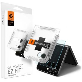 SPIGEN EZ FIT HD képernyővédő üveg (2.5D, tokbarát, ultravékony, 0.2mm, 9H + segédkeret) ÁTLÁTSZÓ Samsung Galaxy Z Flip7 (SM-F766) kép