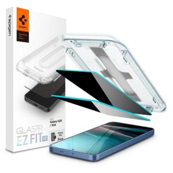 SPIGEN EZ FIT HD képernyővédő üveg 2db (2.5D, betekintés védelem, 0.2mm, 9H + segédkeret) ÁTLÁTSZÓ Samsung Galaxy S24 (SM-S921), Galaxy S25 (SM-S931) kép