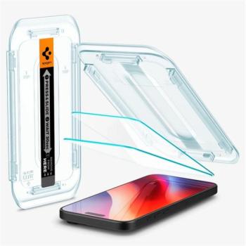 SPIGEN EZ FIT HD képernyővédő üveg 2db (2.5D, tokbarát, ultravékony, 0.2mm, 9H + segédkeret) ÁTLÁTSZÓ Apple iPhone 16 Pro Max kép