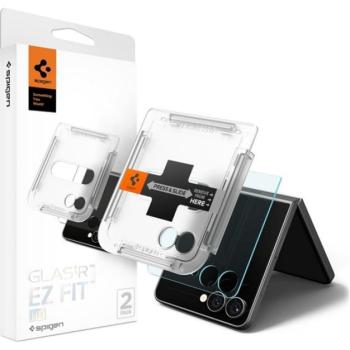 SPIGEN EZ FIT HD képernyővédő üveg 2db (2.5D, tokbarát, ultravékony, 0.2mm, 9H + segédkeret) ÁTLÁTSZÓ Samsung Galaxy Z Flip7 (SM-F766) kép