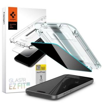 SPIGEN EZ FIT képernyővédő üveg (2.5D, karcálló, betekintés elleni védelem, 0.2mm, 9H) ÁTLÁTSZÓ Apple iPhone 15 Pro kép