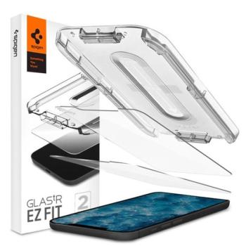 SPIGEN EZ FIT képernyővédő üveg 2db (2.5D, tokbarát, ultravékony, 0.2mm, 9H + segédkeret) ÁTLÁTSZÓ Apple iPhone 12 Pro Max kép