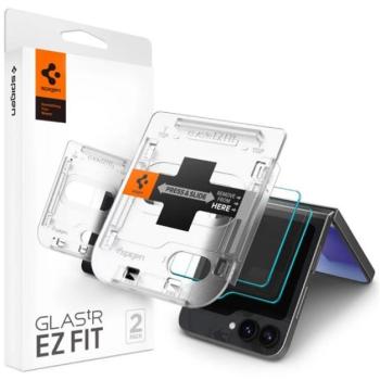 SPIGEN EZ FIT képernyővédő üveg 2db (2.5D, tokbarát, ultravékony, 0.2mm, 9H + segédkeret) ÁTLÁTSZÓ Samsung Galaxy Z Flip6 5G (SM-F741) kép