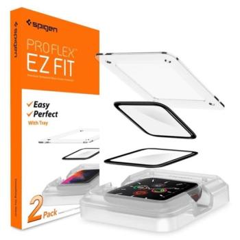 SPIGEN EZ FIT kijelzővédő üveg 2db (2.5D lekerekített szél, 0.2mm, 9H) FEKETE Apple Watch Series 4 44mm, Apple Watch Series 5 44mm, Apple Watch Series 6 44mm, Apple Watch Series SE 44mm kép