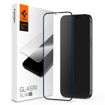 SPIGEN FC képernyővédő üveg (2.5D, ujjlenyomatmentes, extra karcálló, 9H, ultravékony, 0.3mm, színkiemelés) FEKETE Apple iPhone 12 Pro Max kép