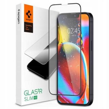 SPIGEN FC képernyővédő üveg (2.5D, ujjlenyomatmentes, extra karcálló, 9H, ultravékony, 0.3mm, színkiemelés) FEKETE Apple iPhone 13, Apple iPhone 13 Pro, Apple iPhone 14 kép