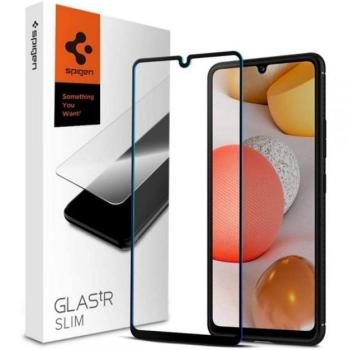 SPIGEN FC képernyővédő üveg (2.5D, ujjlenyomatmentes, extra karcálló, 9H, ultravékony, 0.3mm, színkiemelés) FEKETE Samsung Galaxy A42 5G (SM-A425F) kép