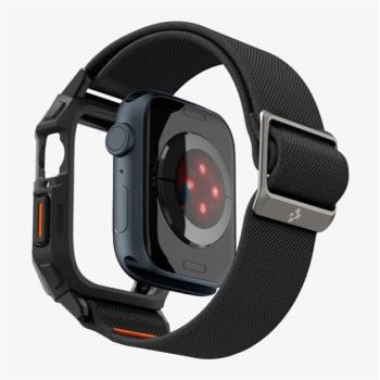 SPIGEN FIT LITE PRO pótszíj (egyedi méret, textil, ütésállóság + szilikon keret) FEKETE Apple Watch Series 9 45mm, Watch Series 8 45mm, Watch Series 7 45mm kép