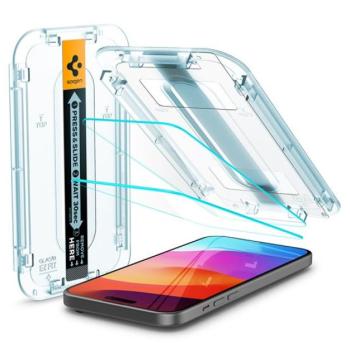 Spigen Glas.tR EZ Fit Apple iPhone 15 Plus / iPhone 16 Plus, tempered kijelzővédő fólia felhelyező kerettel (2db) kép