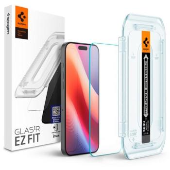 Spigen Glas.tR EZ Fit Apple iPhone 16 Pro / 17 / 17 Pro, tempered kijelzővédő fólia felhelyező kerettel (2db) AGL07928 kép