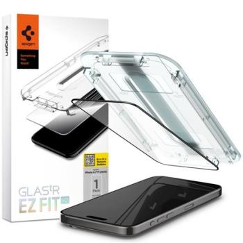 Spigen Glas.tR EZ Fit HD Apple iPhone 15 Pro Max, tempered kijelzővédő fólia felhelyező kerettel, fekete kép