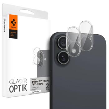 Spigen Glas.tR EZ Fit Optik Apple iPhone 16 Plus / 16 Tempered kameravédő fólia, Crystal Clear/átlátszó (2db) kép