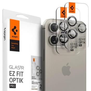 Spigen Glas.tR EZ Fit Optik Pro Apple iPhone 14 Pro / 14 Pro Max / 15 Pro / 15 Pro Max / 16 Pro / 16 Pro Max / 17 Pro / 17 Pro Max, Tempered kameralencse-védő fólia, natúr titánium (2db) kép