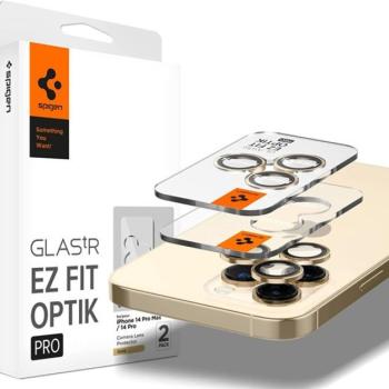 Spigen Glas.tR EZ Fit Optik Pro Apple iPhone 14 Pro / 14 Pro Max Tempered kameralencse-védő fólia felhelyező kerettel, Arany (2db) kép