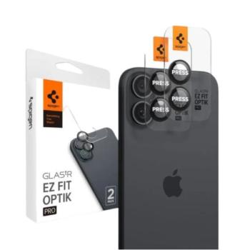 Spigen Glas.tR EZ Fit Optik Pro Apple iPhone 16 / 16 Plus / 17, Tempered kameralencse-védő fólia felhelyező kerettel, fekete (2db) kép