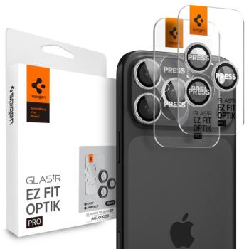 Spigen Glas.tR EZ Fit Optik Pro Apple iPhone 17 Pro / 17 Pro Max / 16 Pro / 16 Pro Max / 15 Pro / 15 Pro Max / 14 Pro / 14 Pro Max, Tempered kameralencse-védő fólia felhelyező kerettel, ezüst (2db) kép