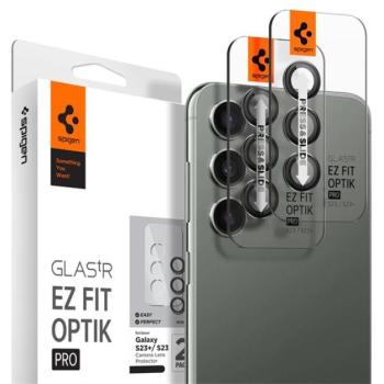 Spigen Glas.tR EZ Fit Optik Pro Samsung Galaxy S24 / S23 / S23+ Tempered kameralencse-védő fólia felhelyező kerettel, fekete (2db) kép